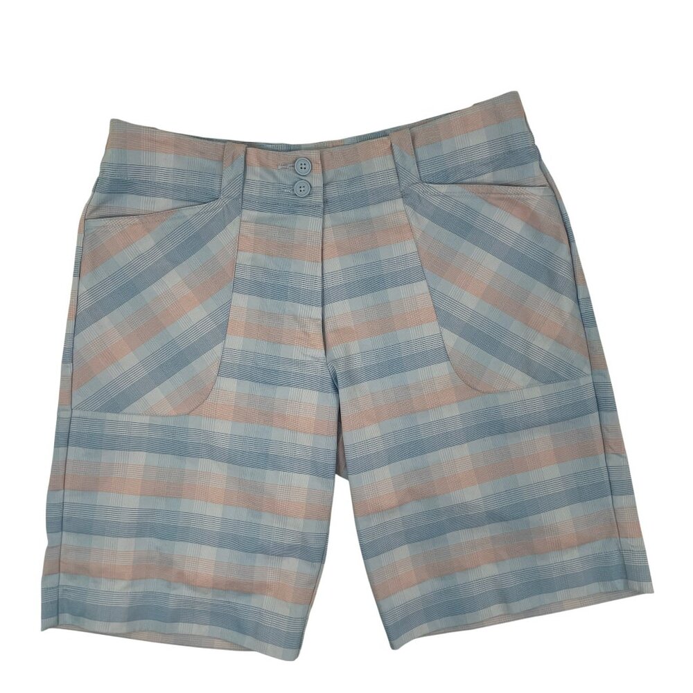 Nike Women’s Dri-Fit Golf Bermuda Stretch Shorts Multicolor Plaid Pastel Size S